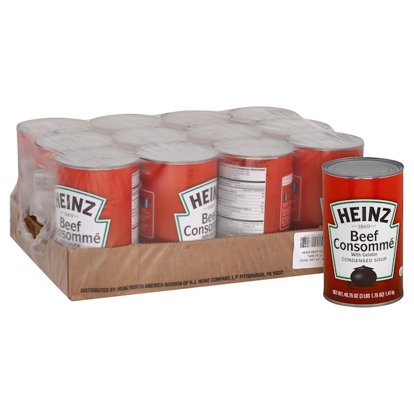 Heinz Heinz Consomm Beef Soup 49.25 oz. Can, PK12 10013000498408 Zoro